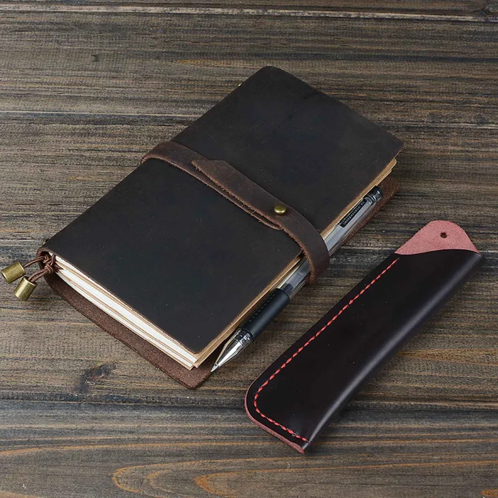 Craze Horse Leather Refillable Journal Notebook Planner Diary Business Notepad Handmade Travelers Notebook with pen bag
Craze Horse Leather Refillable Journal Notebook Planner Diary Business Notepad Handmade Travelers Notebook with pen bag