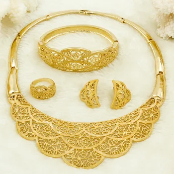 Liffly Dubai Jewelry Sets 18 Gold Choker Necklace Openwork Ring Woman Fashion Hoop Earrings Choker Bracelet Wedding Party Gift
Liffly Dubai Jewelry Sets 18 Gold Choker Necklace Openwork Ring Woman Fashion Hoop Earrings Choker Bracelet Wedding Party Gift