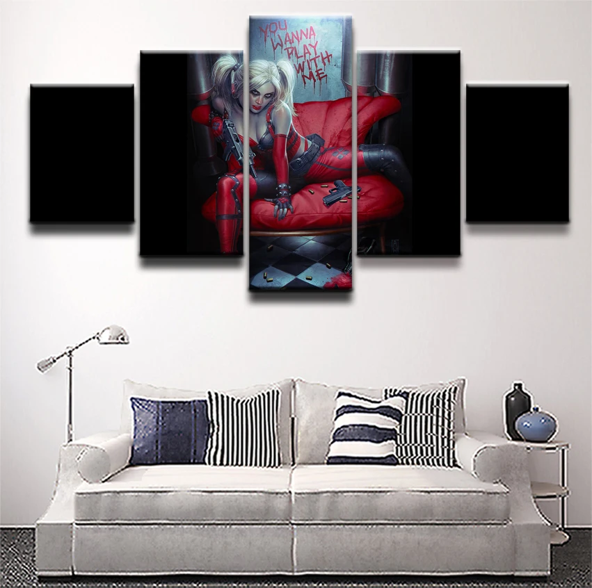 5 Panel Canvas Printed Comics Harley Quinn Painting For Living Room Picture Wall Art Decor Modern Artwork Suicide Squad Poster
5 Panel Canvas Printed Comics Harley Quinn Painting For Living Room Picture Wall Art Decor Modern Artwork Suicide Squad Poster