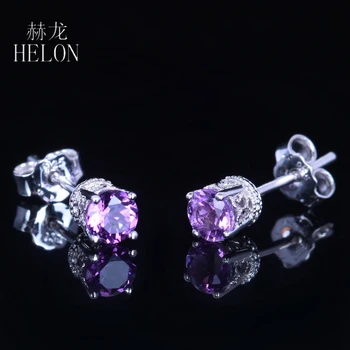 HELON Art Deco Amethyst Stud Earrings Solid 14K White Gold Natural 4mm Round Amethyst Wedding Fashion Modern Women's Earrings
HELON Art Deco Amethyst Stud Earrings Solid 14K White Gold Natural 4mm Round Amethyst Wedding Fashion Modern Women's Earrings
