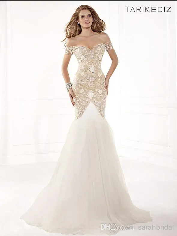 White Red Designer Lace Backless Cheap Mermaid Ball Gown 2014 Tarik Ediz Formal Evening Dresses Long Pageant Sexy Prom Dress Tulle Elegant