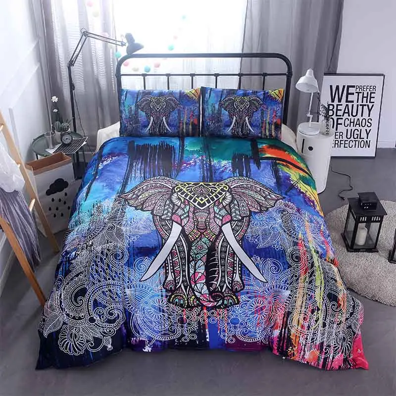 Indian Sun /& Moon Mandala Cotton Bedding Set Queen Quilt Bed Sheet Coverlets Set
