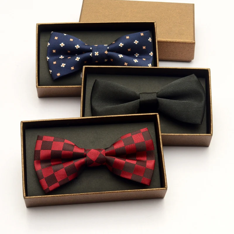 2018 Fashion Business Bowties Black Blue Red Plaid Striped Butterfly Tie Wedding Groom Party Bowtie Cravat High Quality Gift Box |