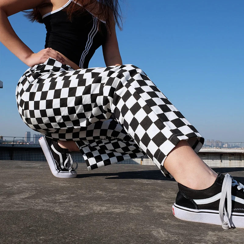 Women Wide Leg Pants Black White Plaid Baggy Straight Trousers Female Checkerboard Palazzo High Waist Street Style Hip Hop Dance
Women Wide Leg Pants Black White Plaid Baggy Straight Trousers Female Checkerboard Palazzo High Waist Street Style Hip Hop Dance