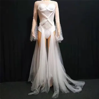 D81 Singer ballroom dance wears bodysuit white crystals mesh jumpsuit women Trailing dress dj jumpsuit party outfit clothe disco
D81 Singer ballroom dance wears bodysuit white crystals mesh jumpsuit women Trailing dress dj jumpsuit party outfit clothe disco
