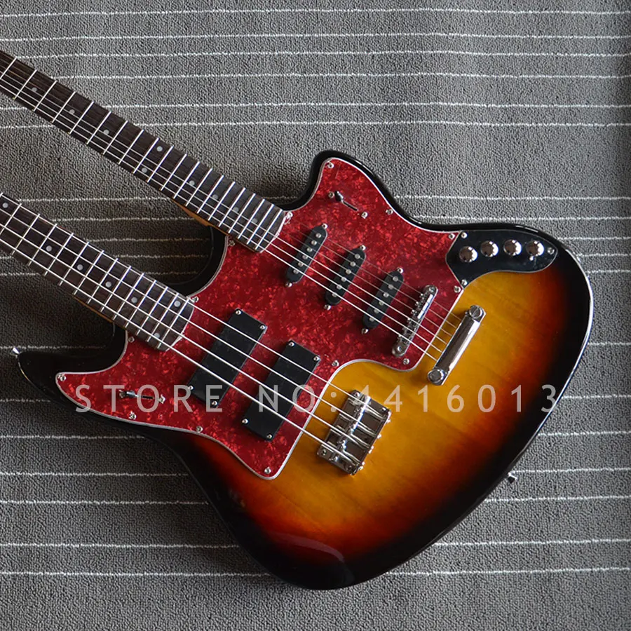factory custom double neck JAZZ guitar 4+6 string electric bass and guitars with rosewood fingerboard musical instument shop
factory custom double neck JAZZ guitar 4+6 string electric bass and guitars with rosewood fingerboard musical instument shop