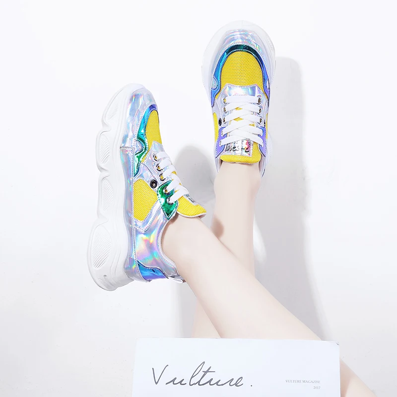 GOODRSSON Women Casual Shoes Shiny Vamp Four Seasons Mesh Hot Sale Lace Up Breathable Increase Height Sports Female Casual Shoes
GOODRSSON Women Casual Shoes Shiny Vamp Four Seasons Mesh Hot Sale Lace Up Breathable Increase Height Sports Female Casual Shoes