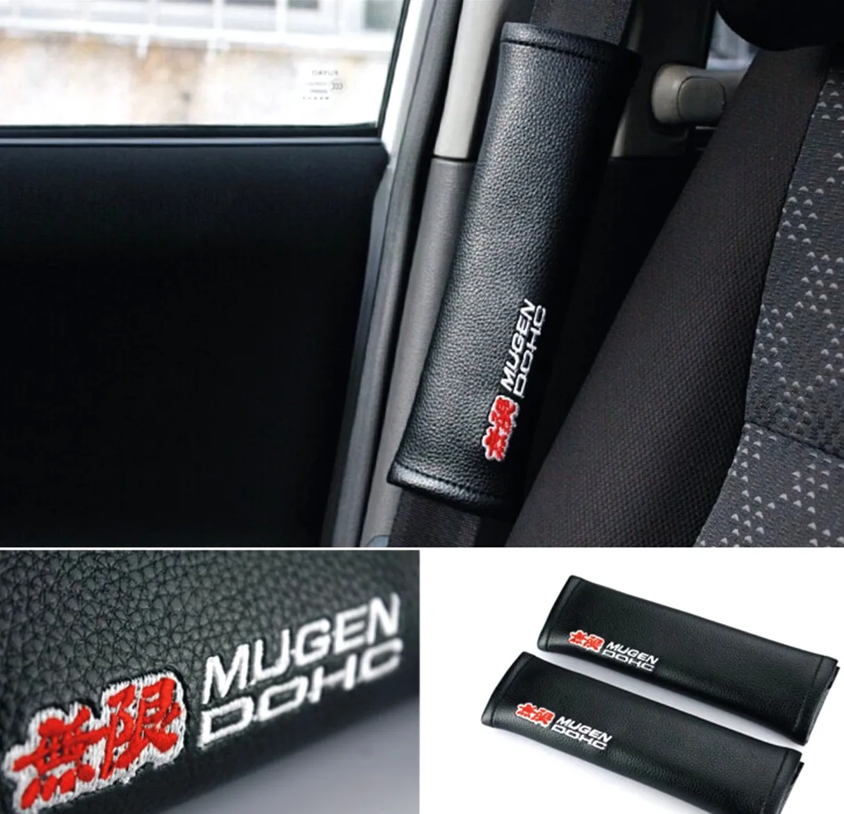 2Pcs Mugen Power Genuine Great Black Leather Car Seat Belt Shoulder Pad Seat Belt Cover Cushions 
2Pcs Mugen Power Genuine Great Black Leather Car Seat Belt Shoulder Pad Seat Belt Cover Cushions