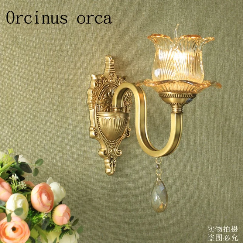European style all copper crystal wall lamp living room dining room aisle American vintage glass wall lamp free shipping
European style all copper crystal wall lamp living room dining room aisle American vintage glass wall lamp free shipping
