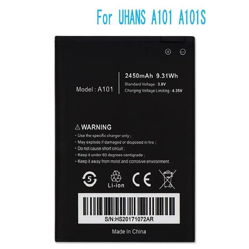 Аккумулятор для UHANS A101 A101S Bateria Batterij аккумулятор 2450mAh | Мобильные телефоны и