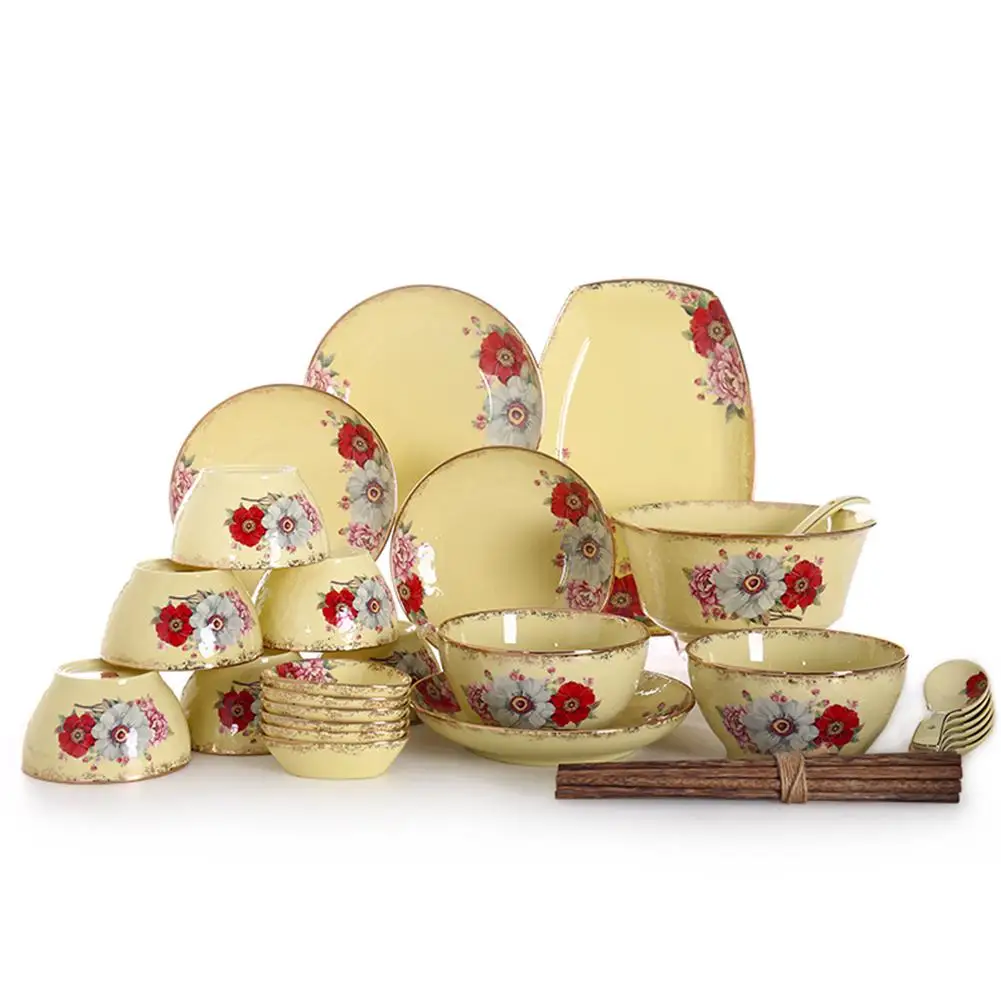 Adeeing 33PCS/Set Classic Yellow Ceramic Dinnerware Set Elegant Flowers Pattern Tableware Cutlery Set
Adeeing 33PCS/Set Classic Yellow Ceramic Dinnerware Set Elegant Flowers Pattern Tableware Cutlery Set