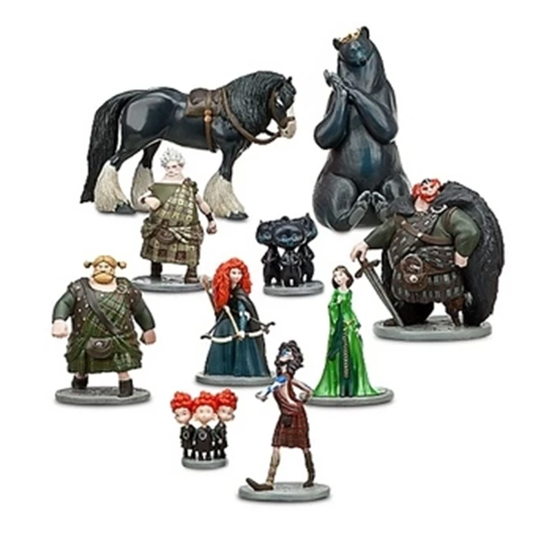10pcs Brave Queen Elinor King Fergus Angus The Triplets Merida Action Figure Toy Doll Brinquedos Figurals Collection Model Gift