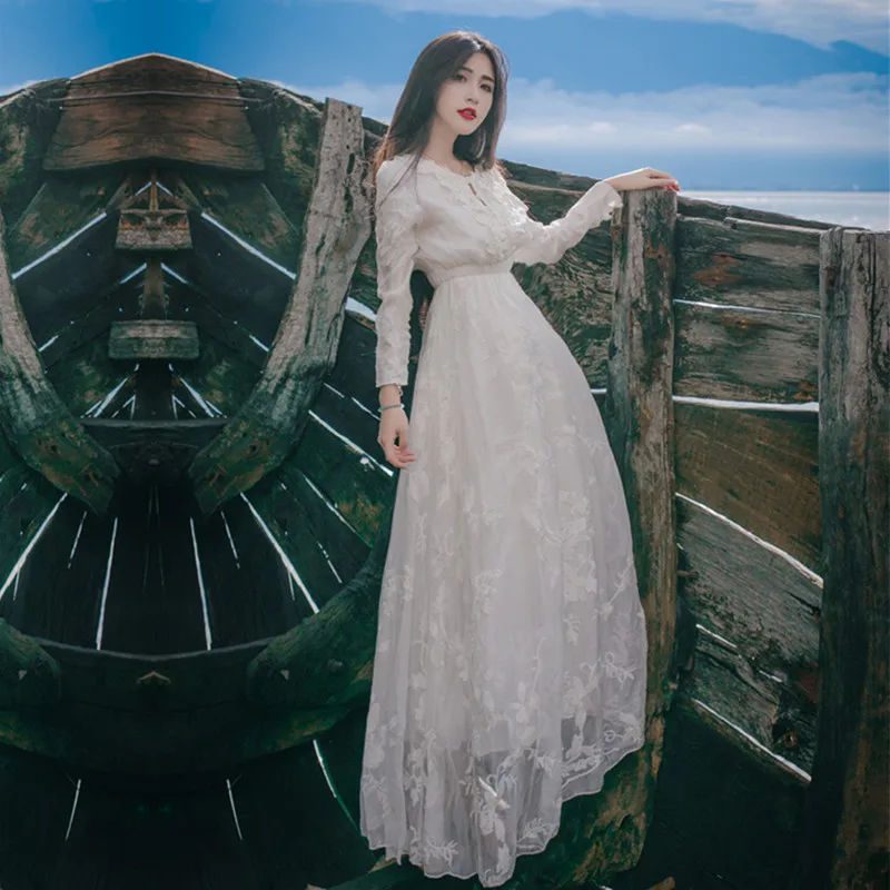 2018 Spring Embroidery Fairy Lace Dress Long Sleeve Retro Large Swing Long Sleeve Summer Beach Lace Hook Flower Hollow Out Dress
2018 Spring Embroidery Fairy Lace Dress Long Sleeve Retro Large Swing Long Sleeve Summer Beach Lace Hook Flower Hollow Out Dress