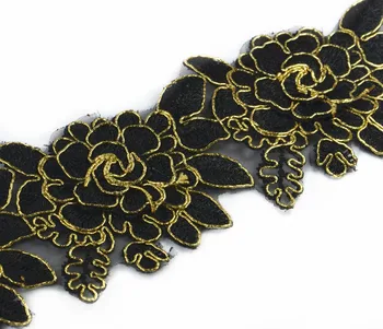 2yards Black Gold Embroidered Motif Lace Venise Applique Guipure Cord Trimming Sew on Dress
2yards Black Gold Embroidered Motif Lace Venise Applique Guipure Cord Trimming Sew on Dress