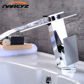 Basin Faucets Chrome Brass Waterfall Bathroom Sink Faucet Single Lever Big Square Spout Deck Mounted Mixer Water Tap XT533
Basin Faucets Chrome Brass Waterfall Bathroom Sink Faucet Single Lever Big Square Spout Deck Mounted Mixer Water Tap XT533