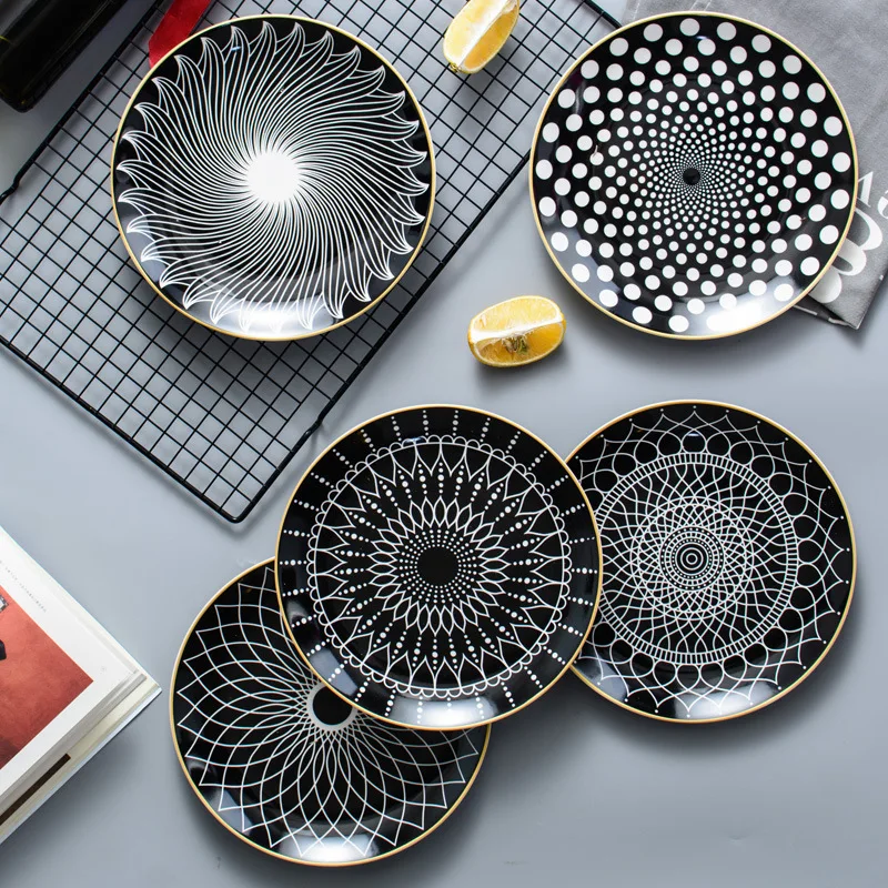Originality Geometry Pattern Northern Europe Italy Noodles Round Disc Fruits Disc Cake Dish Plate Western-style Food Steak Disc
Originality Geometry Pattern Northern Europe Italy Noodles Round Disc Fruits Disc Cake Dish Plate Western-style Food Steak Disc