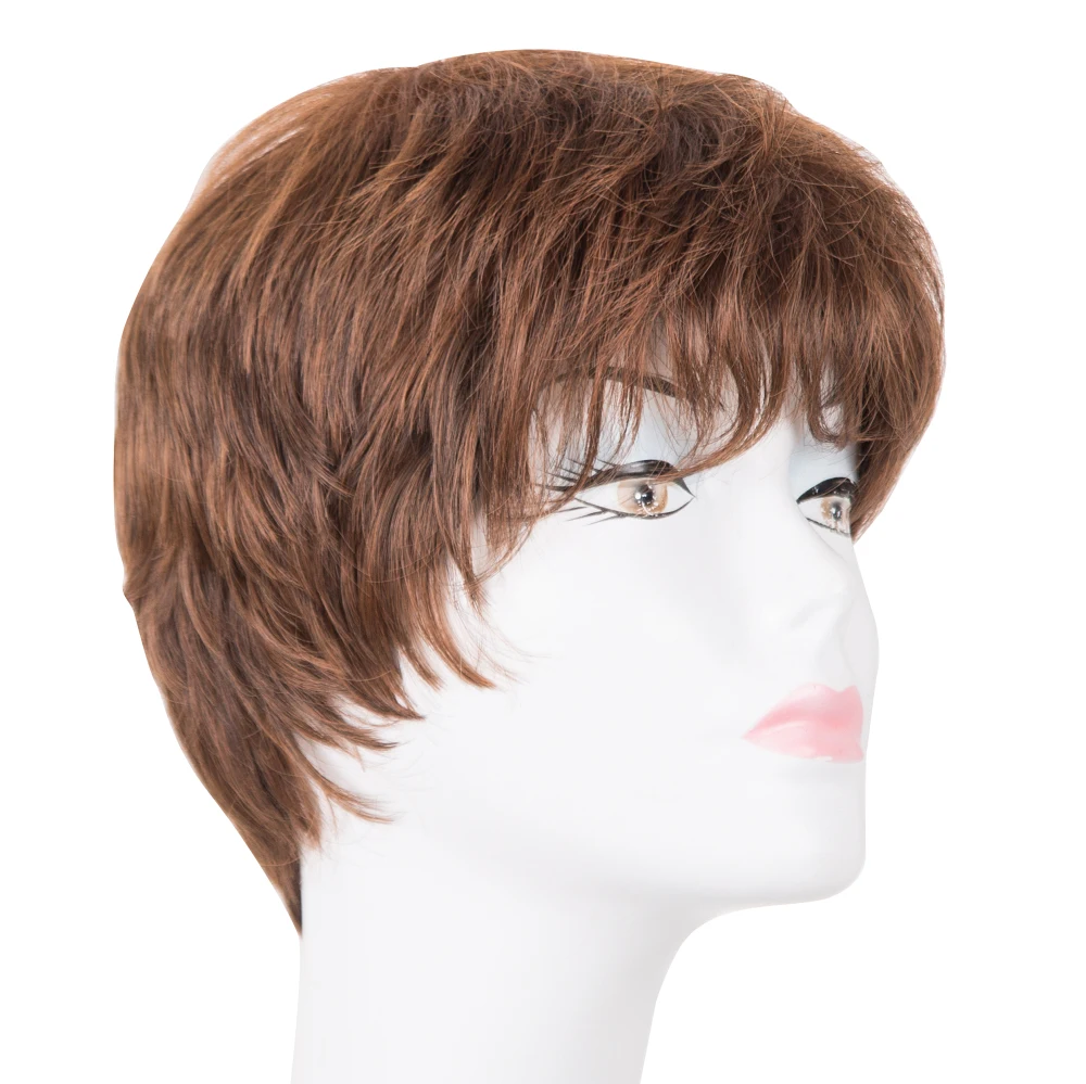 

Short Wig Fei-Show Synthetic Heat Resistant Fiber Black Dark Brown Light Brown Blonde Wavy Hair Male Daytime Women Hairpiece