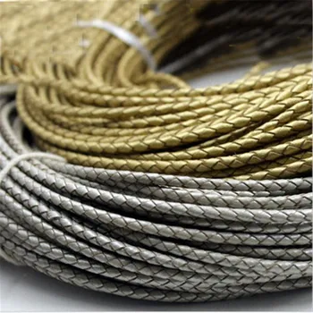 1meter Gold Silver Color 3mm Round Genuine Braided Leather Cord Diy Bracelet Findings Real Cow Leather Cords Rope Jewelry Making
1meter Gold Silver Color 3mm Round Genuine Braided Leather Cord Diy Bracelet Findings Real Cow Leather Cords Rope Jewelry Making