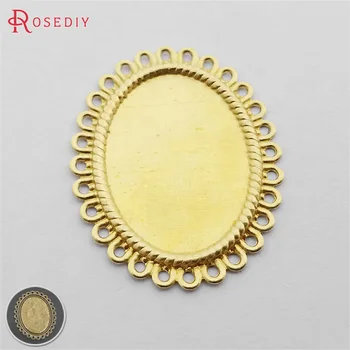 

20PCS Inside size 25x18MM Not plated color Brass Oval Base Trays Bezels Cabochon Beads Settings Cameo Settings Diy Accessories