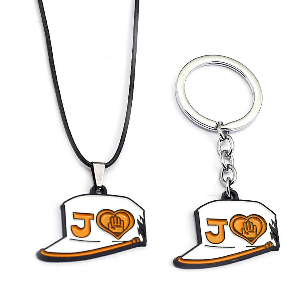 2019 JOJOS BIZARRE ADVENTURE Keychain Silver Alloy Kujou Jotarou Student Hats DIO Caps Keyring Holder Rope Chains Anime llaveros
2019 JOJOS BIZARRE ADVENTURE Keychain Silver Alloy Kujou Jotarou Student Hats DIO Caps Keyring Holder Rope Chains Anime llaveros