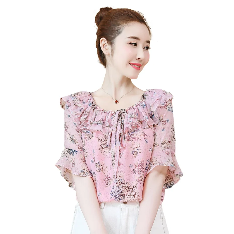 Summer Blouse Floral Print Tops Ruffle Chiffon Blouse Bow Shirt Women Blouses Blusas Mujer Off Shoulder Top
Summer Blouse Floral Print Tops Ruffle Chiffon Blouse Bow Shirt Women Blouses Blusas Mujer Off Shoulder Top