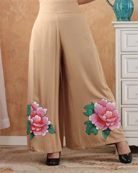 Autumn Spring Khaki Chinese Traditional Style Women Elegant Elastic Band Capris Print Peony Wide-legged pants Size M L XL XXL
Autumn Spring Khaki Chinese Traditional Style Women Elegant Elastic Band Capris Print Peony Wide-legged pants Size M L XL XXL