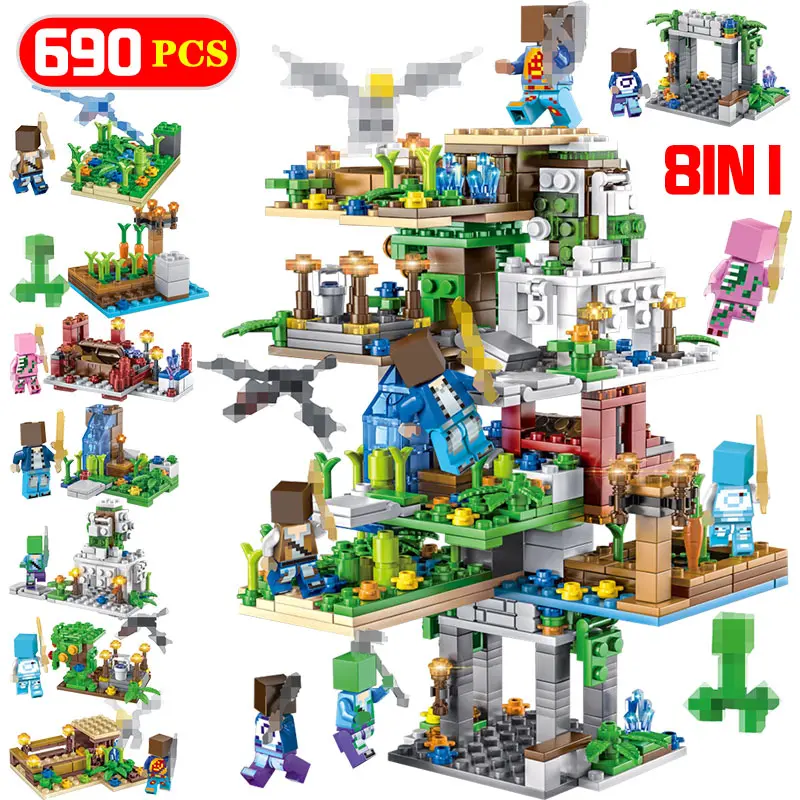 690PCS 8 IN 1 My World Hanging Garden Building Blocks Legoed Minecrafted Tree House Figure Bricks Toys for Kids Christmas Gifts
690PCS 8 IN 1 My World Hanging Garden Building Blocks Legoed Minecrafted Tree House Figure Bricks Toys for Kids Christmas Gifts