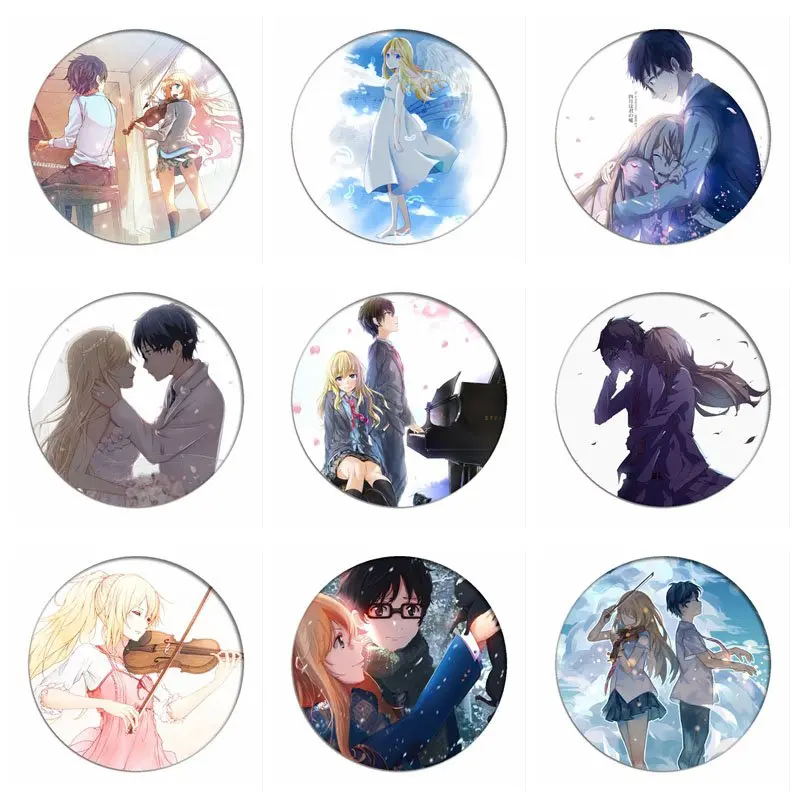 

1pcs Your Lie in April Cosplay Badge Arima Kousei Brooch Miyazono Kaori Pins Collection Badges for Backpacks Clothes