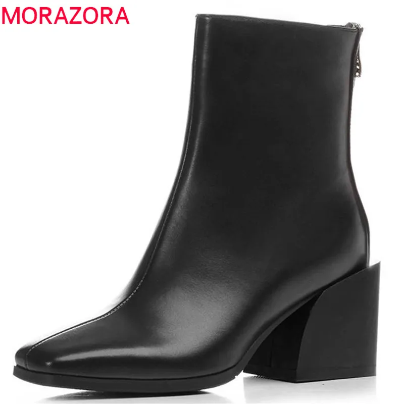MORAZORA 2020 top quality genuine leather boots women square toe zip autumn winter ankle boots fashion high heels dress shoes
MORAZORA 2020 top quality genuine leather boots women square toe zip autumn winter ankle boots fashion high heels dress shoes