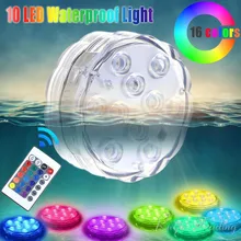 10 LED Remote Controlled Underwater Light IP68 Waterproof RGB Multicolor Battery Powered Submersible Vase Decoration Pool Lamp(China)
