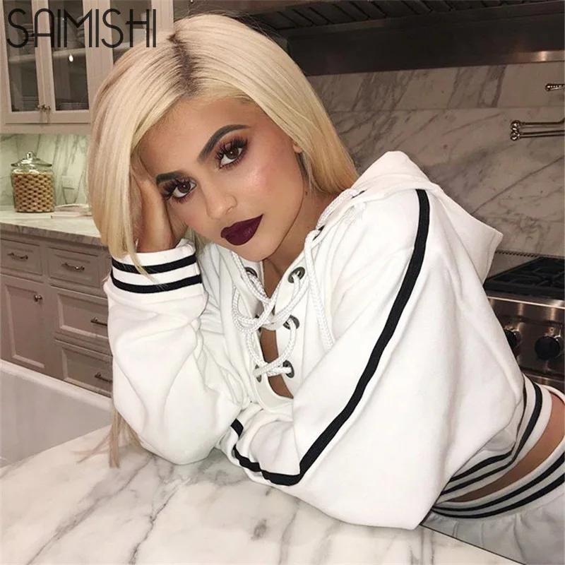 Saimishi Eyelet Lace Up Sexy Deep V Fashion Women Hoodies Stripe Trim Side Taped Hooded Sweatshirt Long Sleeve Pullover Crop Top
Saimishi Eyelet Lace Up Sexy Deep V Fashion Women Hoodies Stripe Trim Side Taped Hooded Sweatshirt Long Sleeve Pullover Crop Top