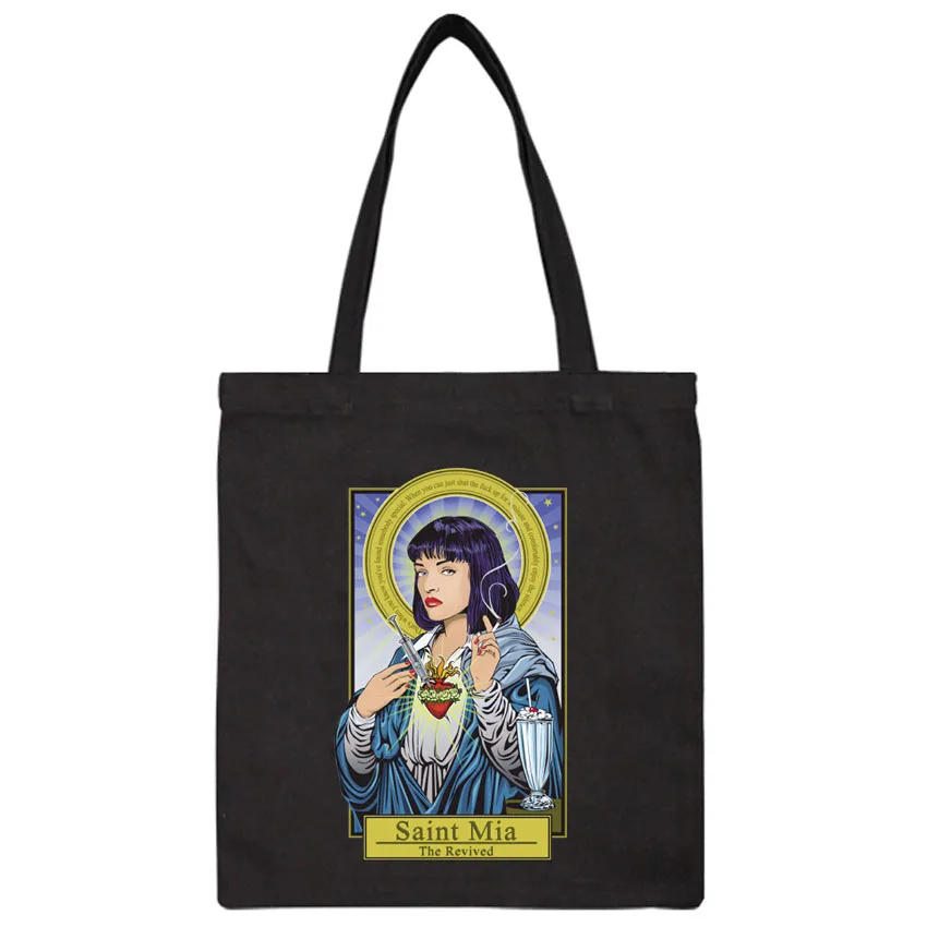 Casual shoulder shopping bag Pulp Fiction print girls hand bag women Stain Mia Wallace Tote Bag For Women Shopper Bags
Casual shoulder shopping bag Pulp Fiction print girls hand bag women Stain Mia Wallace Tote Bag For Women Shopper Bags