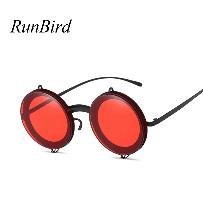 Фото Солнцезащитные очки RunBird в стиле панк круглые металлической оправе стимпанк