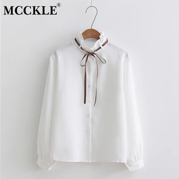 MCCKLE Women Spring Chiffon Shirt 2020 Autumn Cute Blouse Female Bow Tie Lace Up Ruffle Stripe Stand Collar Pullover Clothes Top
MCCKLE Women Spring Chiffon Shirt 2020 Autumn Cute Blouse Female Bow Tie Lace Up Ruffle Stripe Stand Collar Pullover Clothes Top