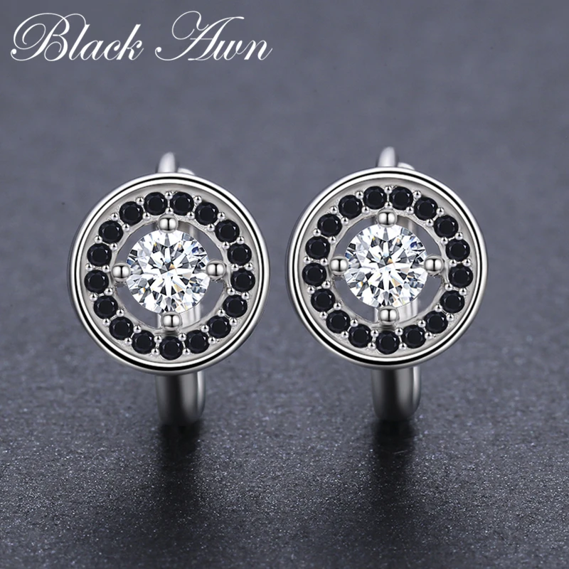 Genuine 925 Sterling Silver Round Engagement Hoop Earrings for Women with Black Spinel Stone Jewelry Bijoux T179
Genuine 925 Sterling Silver Round Engagement Hoop Earrings for Women with Black Spinel Stone Jewelry Bijoux T179