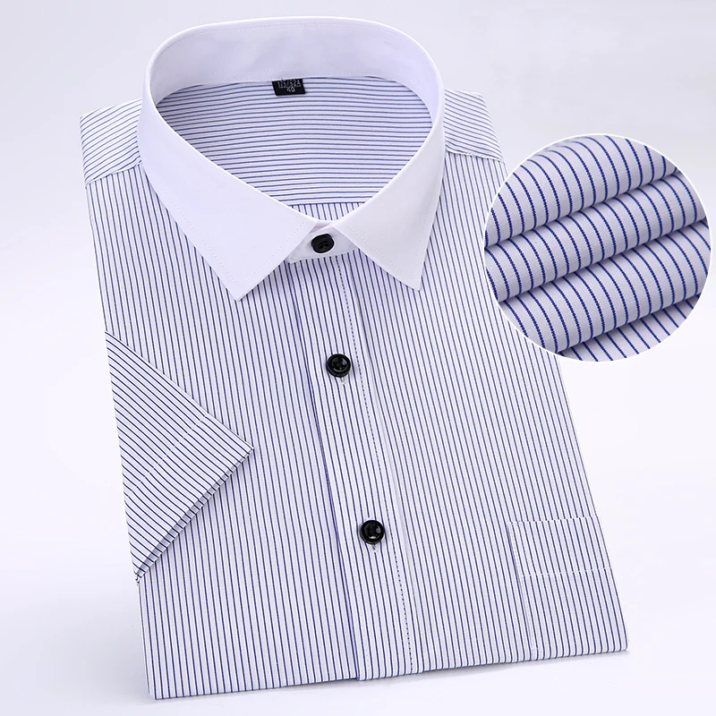 2019 New Summer Business Formal Striped Short Sleeve Men Shirts White Collar Non-iron Elegant Male Work Shirts with chest pocket
2019 New Summer Business Formal Striped Short Sleeve Men Shirts White Collar Non-iron Elegant Male Work Shirts with chest pocket