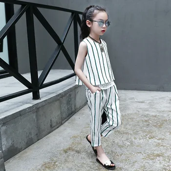 Kids Outfits Striped Sleeveless Clothing Set Girls Casual Sleeveless Tank Tops + Pants Clothing Set Summer Cotton Suits AA11747
Kids Outfits Striped Sleeveless Clothing Set Girls Casual Sleeveless Tank Tops + Pants Clothing Set Summer Cotton Suits AA11747