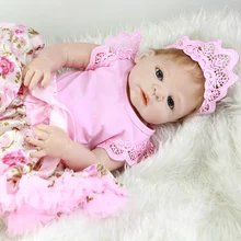 23” 57cm Real Reborn Doll Baby Full Silicone Vinyl Baby Born Doll Lifelike Newborn Pink Princess Babies Doll For Collection