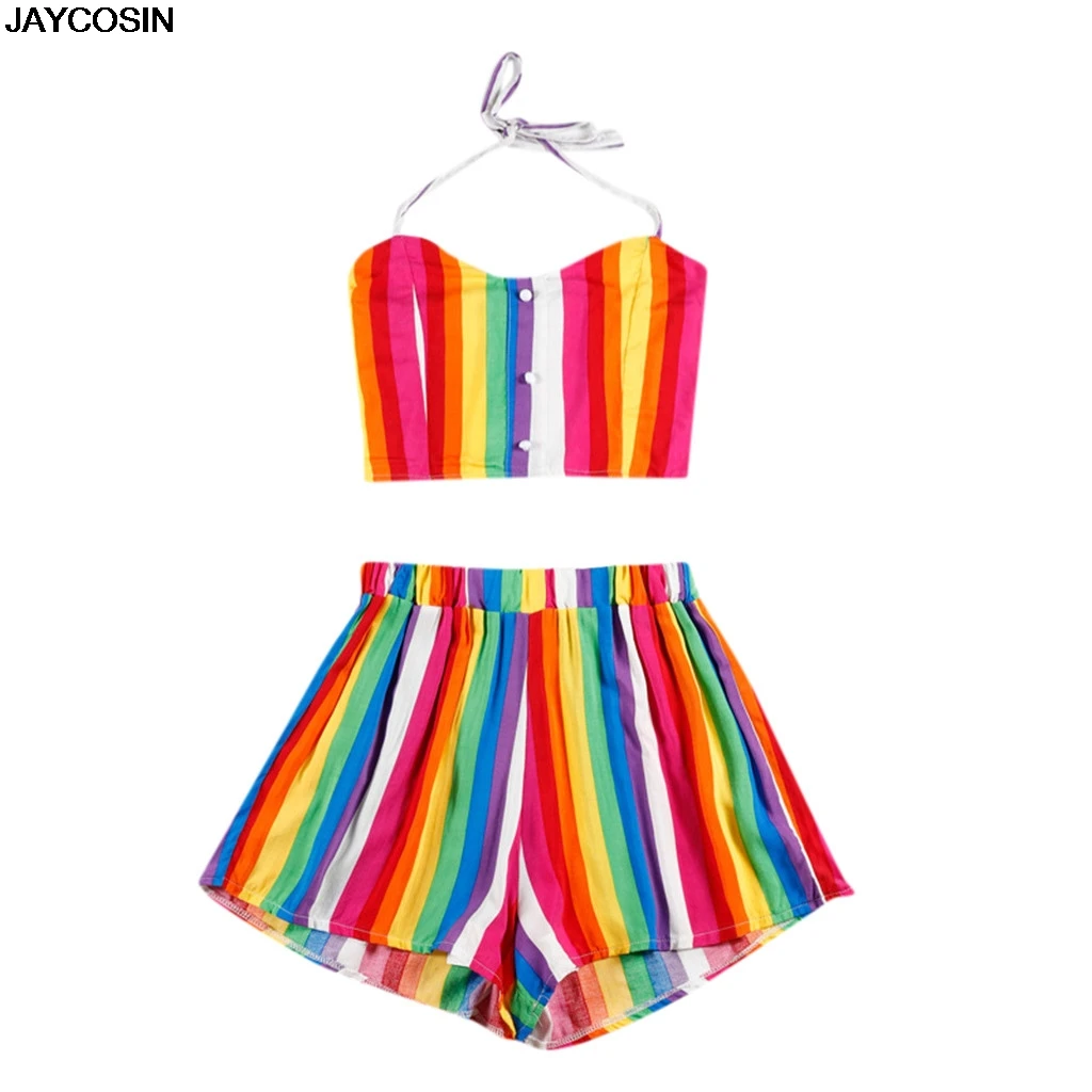 JAYCOSIN women suits Sexy Women Ladies Rainbow Striped Vest Bandage Shorts Two-Piece Outfit Suits Casual Camis Pencil HOT 9507
JAYCOSIN women suits Sexy Women Ladies Rainbow Striped Vest Bandage Shorts Two-Piece Outfit Suits Casual Camis Pencil HOT 9507