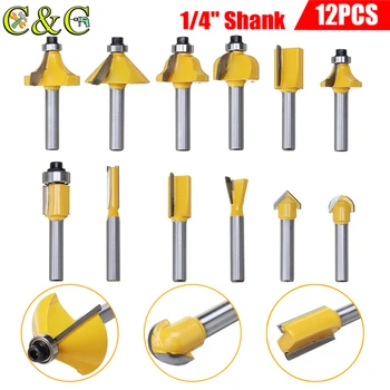 12pcs Milling Cutter Router Bit Set Wood Cutter Carbide 1/4 Inch Shank Mill Woodworking Trimming Engraving Carving Cutting tools
12pcs Milling Cutter Router Bit Set Wood Cutter Carbide 1/4 Inch Shank Mill Woodworking Trimming Engraving Carving Cutting tools