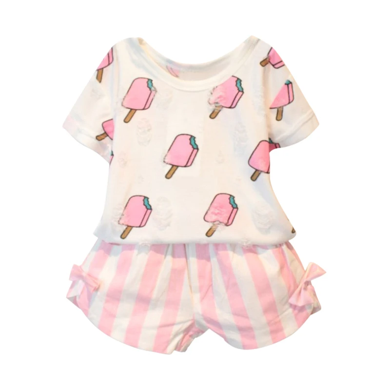 2017 Summer New Kids Girls Clothing Set Cute Ice Cream Hole T-shirt +Striped Bow Short Suit 2 pcs Clothing
2017 Summer New Kids Girls Clothing Set Cute Ice Cream Hole T-shirt +Striped Bow Short Suit 2 pcs Clothing