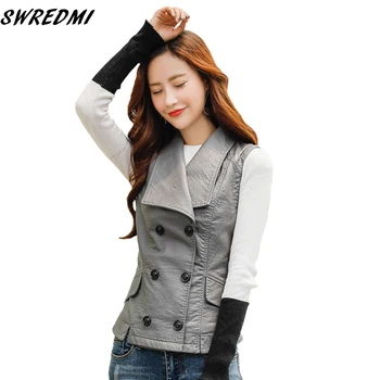 2020 Spring Large Turn-down Collar Women Leather Vest Streetwear Sleeveless Leather Clothing Double Breasted Vest Coat SWREDMI
2020 Spring Large Turn-down Collar Women Leather Vest Streetwear Sleeveless Leather Clothing Double Breasted Vest Coat SWREDMI