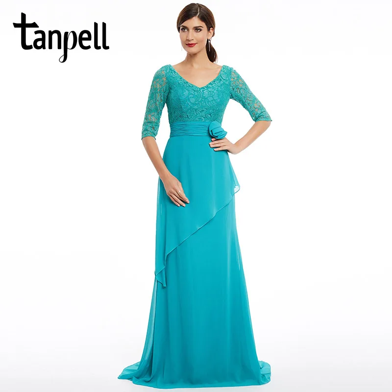 Tanpell sweep train evening dress new blue v neck half sleeves floor length dress flowers lace a line formal party evening gown
Tanpell sweep train evening dress new blue v neck half sleeves floor length dress flowers lace a line formal party evening gown