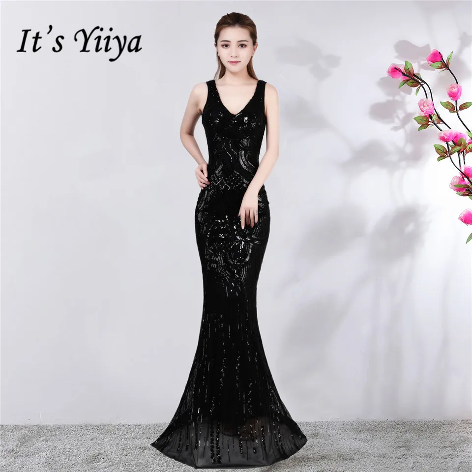 It's Yiiya Evening dress V-neck Floor-length Sequined Trumpet Party Gowns Sexy Zipper back sleeveless Mermaid Prom dresses C163
It's Yiiya Evening dress V-neck Floor-length Sequined Trumpet Party Gowns Sexy Zipper back sleeveless Mermaid Prom dresses C163