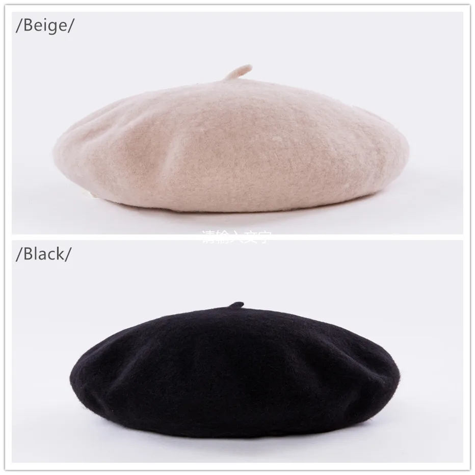 COKK Wool Beret Female Winter Hats For Women Flat Cap Knit 100% Cashmere Hats Lady Girl Berets Hat Female Bone Tocas Painter Hat 18