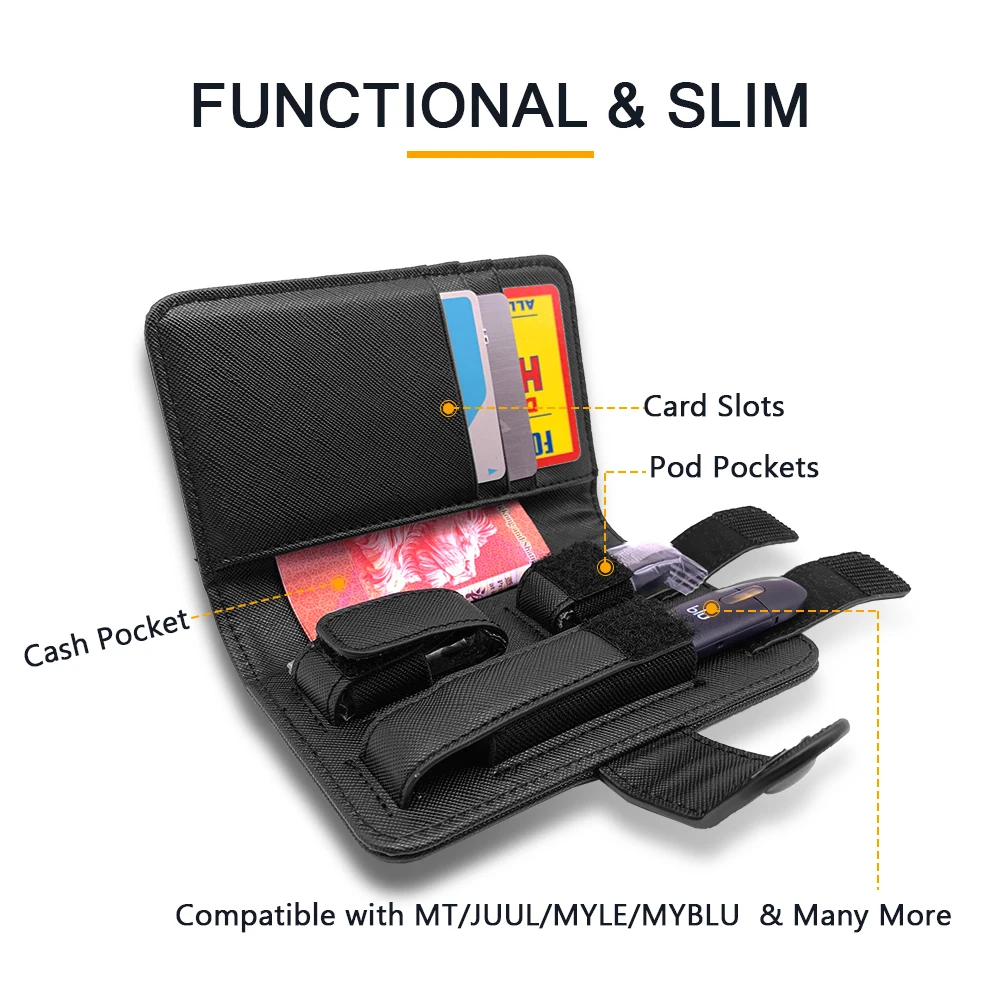 JUUL Leather Wallet Pocket For JUUL Electronic Cigarette Pods Storage Bag MYLE Pod System Vape Pen Kit
JUUL Leather Wallet Pocket For JUUL Electronic Cigarette Pods Storage Bag MYLE Pod System Vape Pen Kit