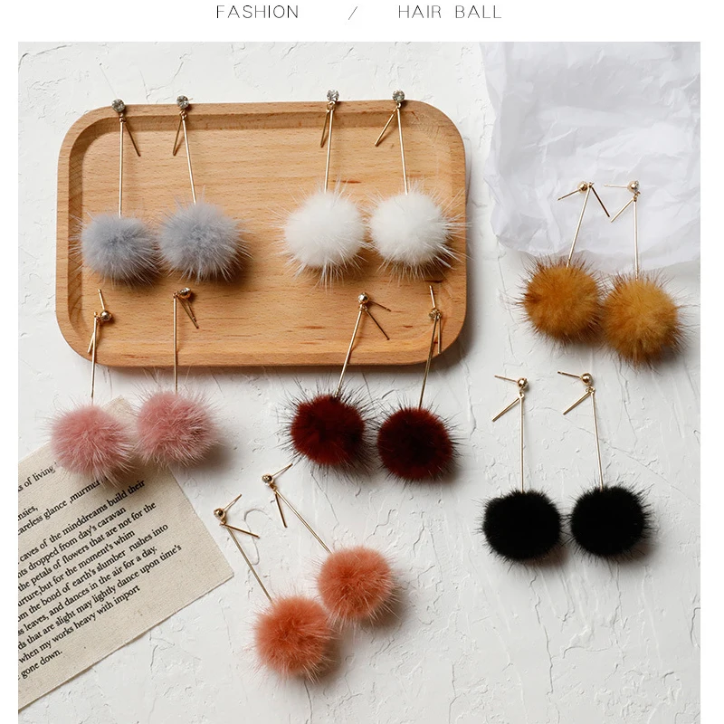 Long Earrings with Mink Fur Pompom Minimalist Long and Short Bar Earrings Drop Pompones Colors Harajuku Women Girl Jewelry Gift
Long Earrings with Mink Fur Pompom Minimalist Long and Short Bar Earrings Drop Pompones Colors Harajuku Women Girl Jewelry Gift