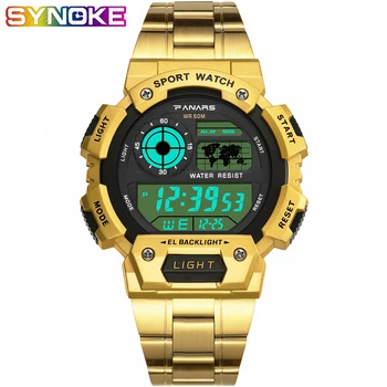 PANARS Fashion Gold Men Sport Digital Watch LED Display Luminous 50bar Waterproof Shock Electronic Steel Luxury WristWatch
PANARS Fashion Gold Men Sport Digital Watch LED Display Luminous 50bar Waterproof Shock Electronic Steel Luxury WristWatch
