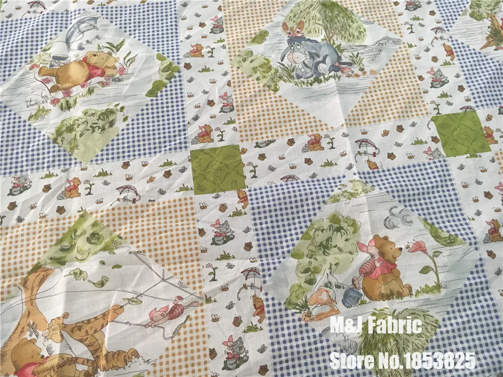 Tigge Piglet Pooh Bear Eeyore cotton patchwork printed fabric denim fabric for Tissue Kids Bedding home textile 110*90cm
Tigge Piglet Pooh Bear Eeyore cotton patchwork printed fabric denim fabric for Tissue Kids Bedding home textile 110*90cm
