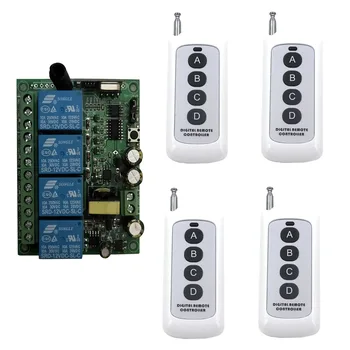 AC 220V 4CH 4 CH Wireless Remote Control Switch System Wireless Light Switch Relay Module Radio Receiver Transmitter 315/433Mhz
AC 220V 4CH 4 CH Wireless Remote Control Switch System Wireless Light Switch Relay Module Radio Receiver Transmitter 315/433Mhz